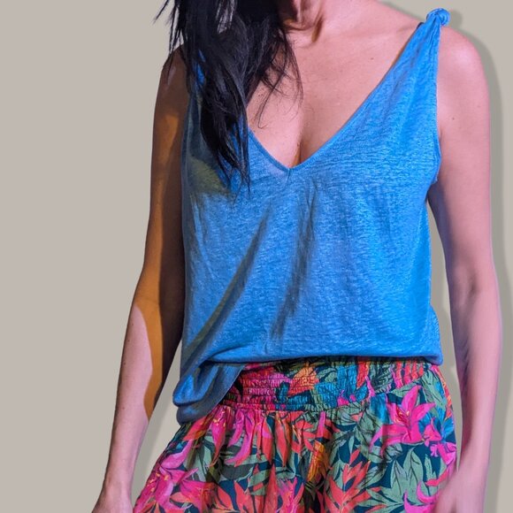 H&M Blue V-Neck Tank Top with Knot detail - Small - Picture 3 of 6